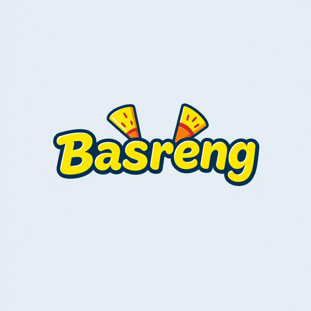 A vibrant and modern logo design for a fictional snack brand 'Basreng', featuring stylized and bold typography