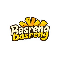 A vibrant and modern logo design for a fictional snack brand 'Basreng', featuring stylized and bold typography
