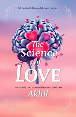 A detailed and visually engaging book cover for 'The Science of Love: Understanding the Chemistry, Biology, and Psychology Behind Human Connection' by Akhil, set in January 2025