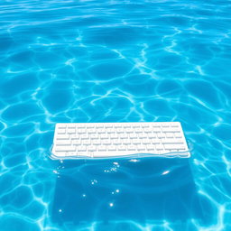 A white keyboard elegantly placed on the serene surface of the sea, reflecting the bright blue sky above
