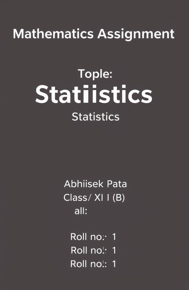 A simple and minimalist black and white cover page for a mathematics assignment