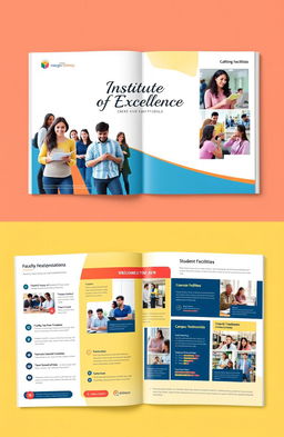 A beautifully designed prospectus for a modern educational institute, showcasing a clean layout with vibrant colors