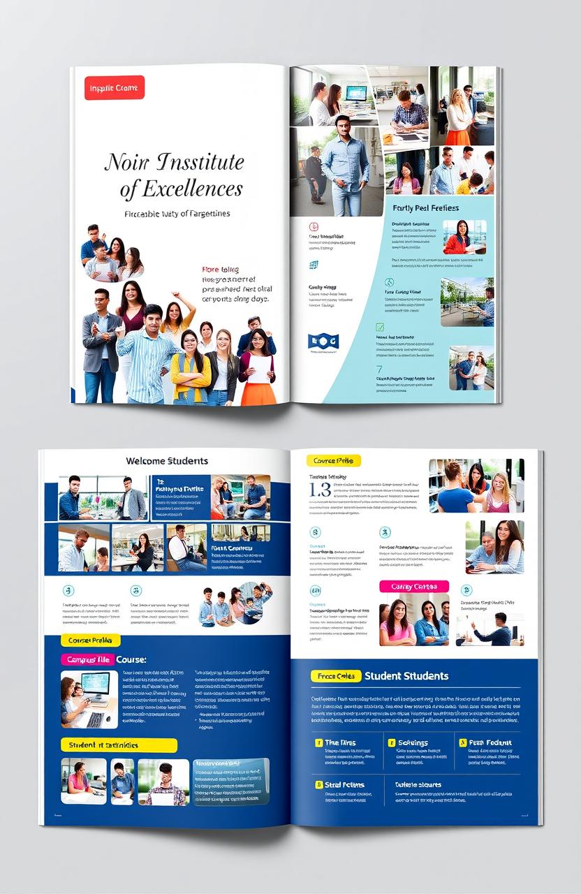 A beautifully designed prospectus for a modern educational institute, showcasing a clean layout with vibrant colors
