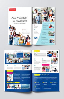 A beautifully designed prospectus for a modern educational institute, showcasing a clean layout with vibrant colors
