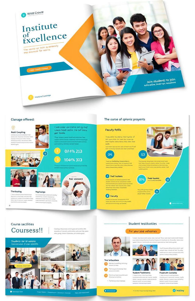 A beautifully designed prospectus for a modern educational institute, showcasing a clean layout with vibrant colors