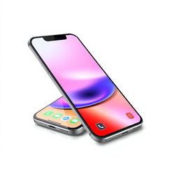 A highly detailed illustration of a sleek Apple smartphone, showcasing its modern design with a glass front and back, and a high-resolution display