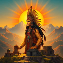 A detailed depiction of Inti, the Incan sun god, embodying power and radiance