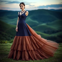 A beautiful evening gown inspired by the traditional costumes of Gilan and Qasemabad, featuring a modern twist