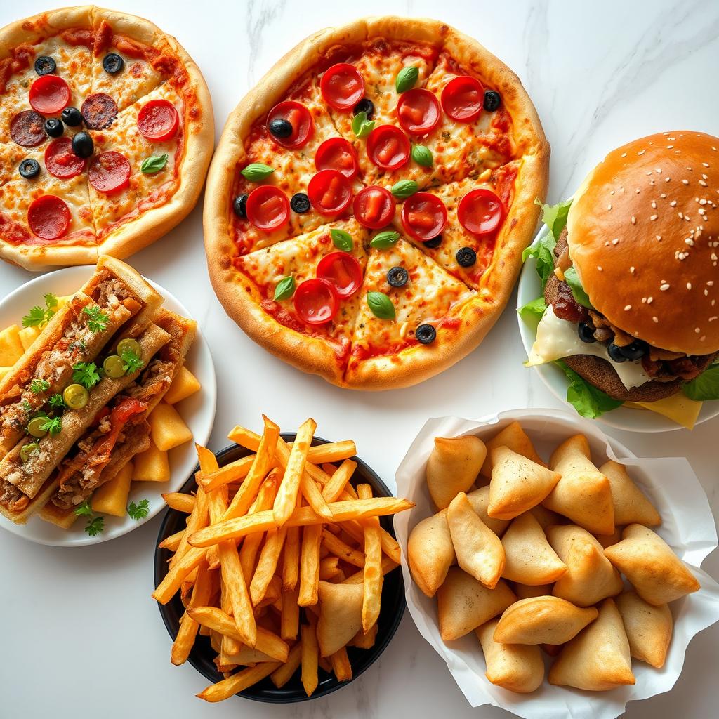 A beautifully arranged menu featuring a variety of delicious foods