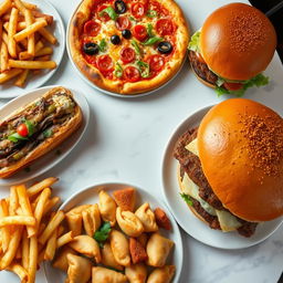 A beautifully arranged menu featuring a variety of delicious foods
