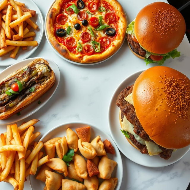 A beautifully arranged menu featuring a variety of delicious foods