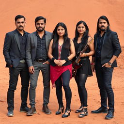 A six-member Indian metal band consisting of three men and three women, all around the age of 30