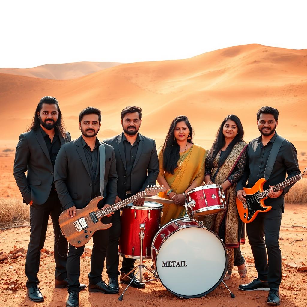 A six-member Indian metal band consisting of three men and three women, all around the age of 30