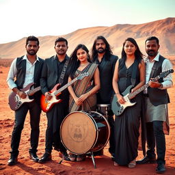 A six-member Indian metal band consisting of three men and three women, all around the age of 30