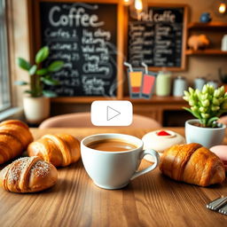 A vibrant and inviting YouTube profile picture showcasing a beautifully arranged coffee shop scene