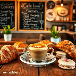 A vibrant and inviting YouTube profile picture showcasing a beautifully arranged coffee shop scene
