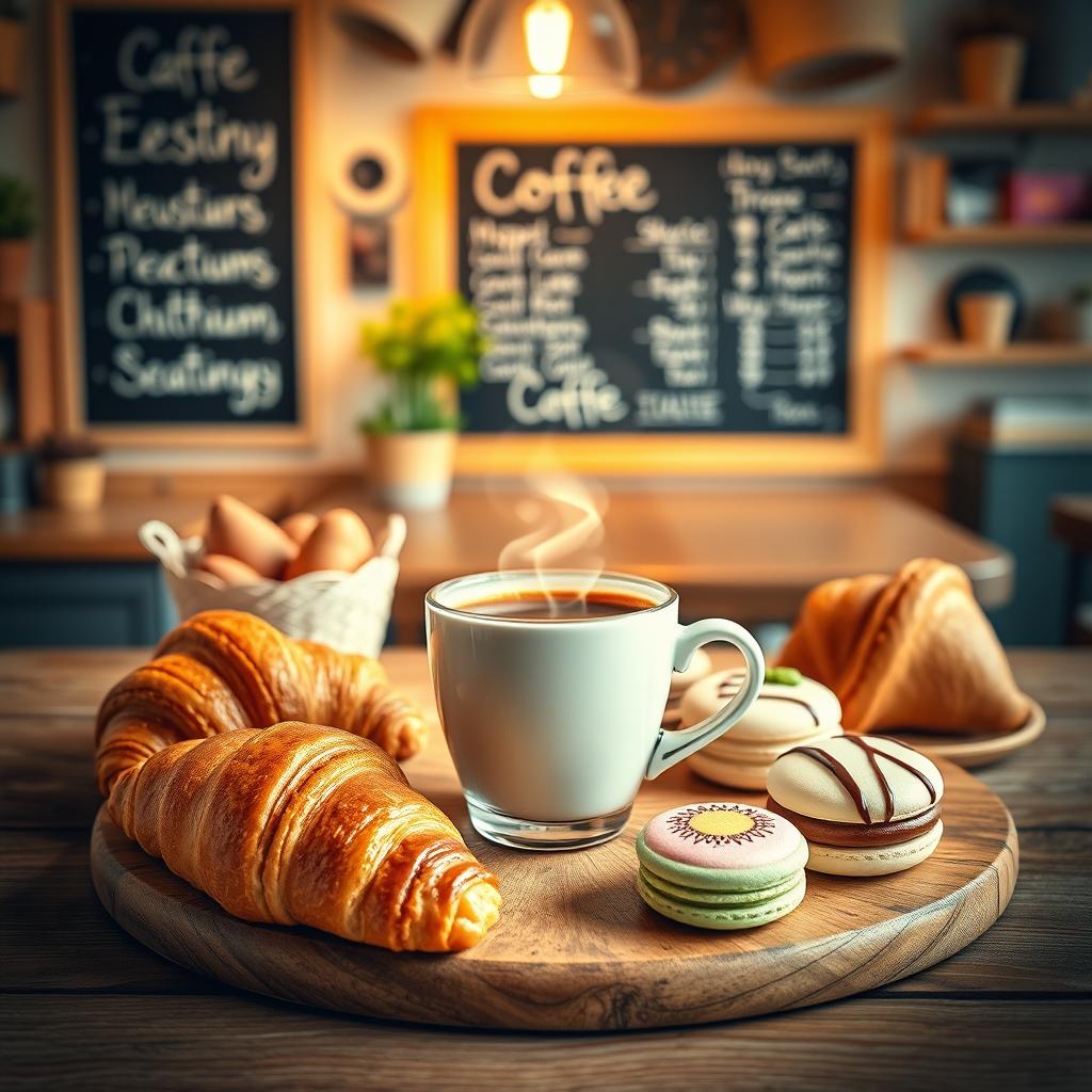 A vibrant and inviting YouTube profile picture showcasing a beautifully arranged coffee shop scene