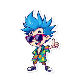 An isolated sticker design featuring only a cartoon character, with vibrant colors and playful details