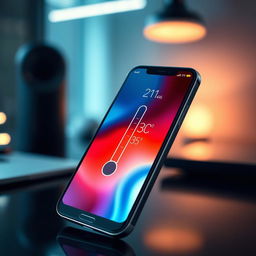 A modern smartphone featuring a built-in temperature checker