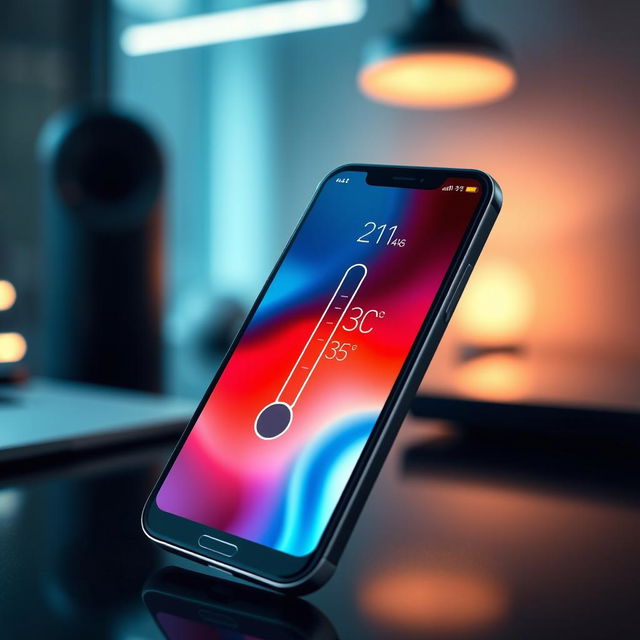 A modern smartphone featuring a built-in temperature checker