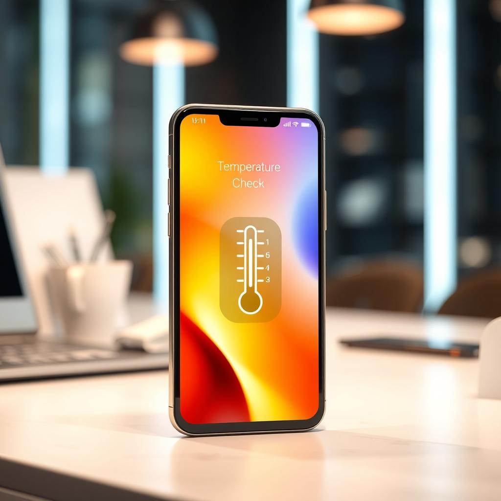 A modern smartphone featuring a built-in temperature checker