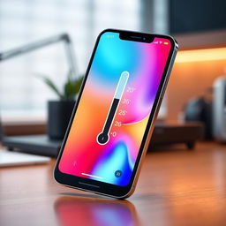 A modern smartphone featuring a built-in temperature checker