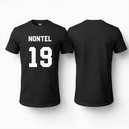 A detailed layout design of a t-shirt featuring a front and back view