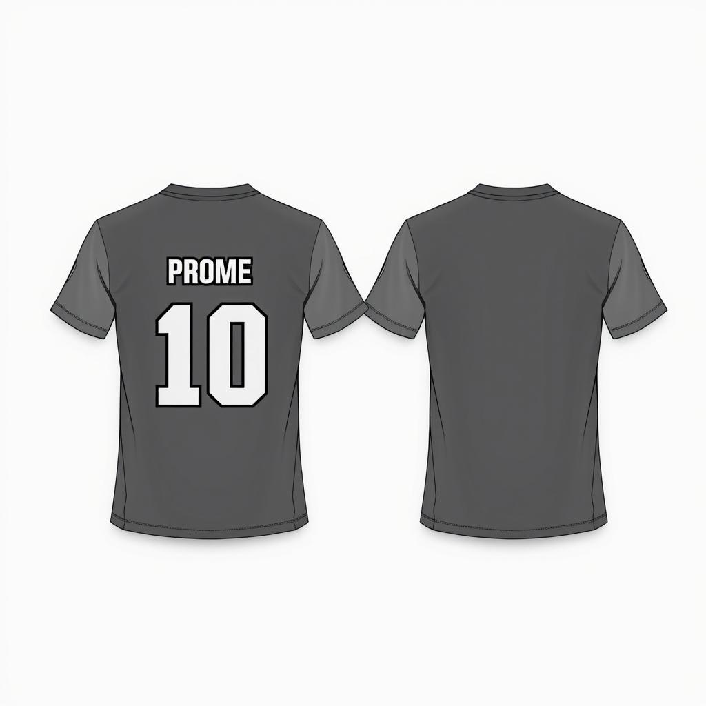 A detailed layout design of a t-shirt featuring a front and back view