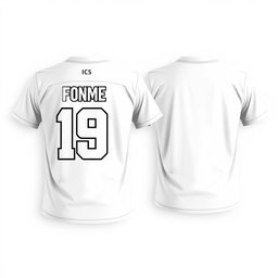A detailed layout design of a t-shirt featuring a front and back view