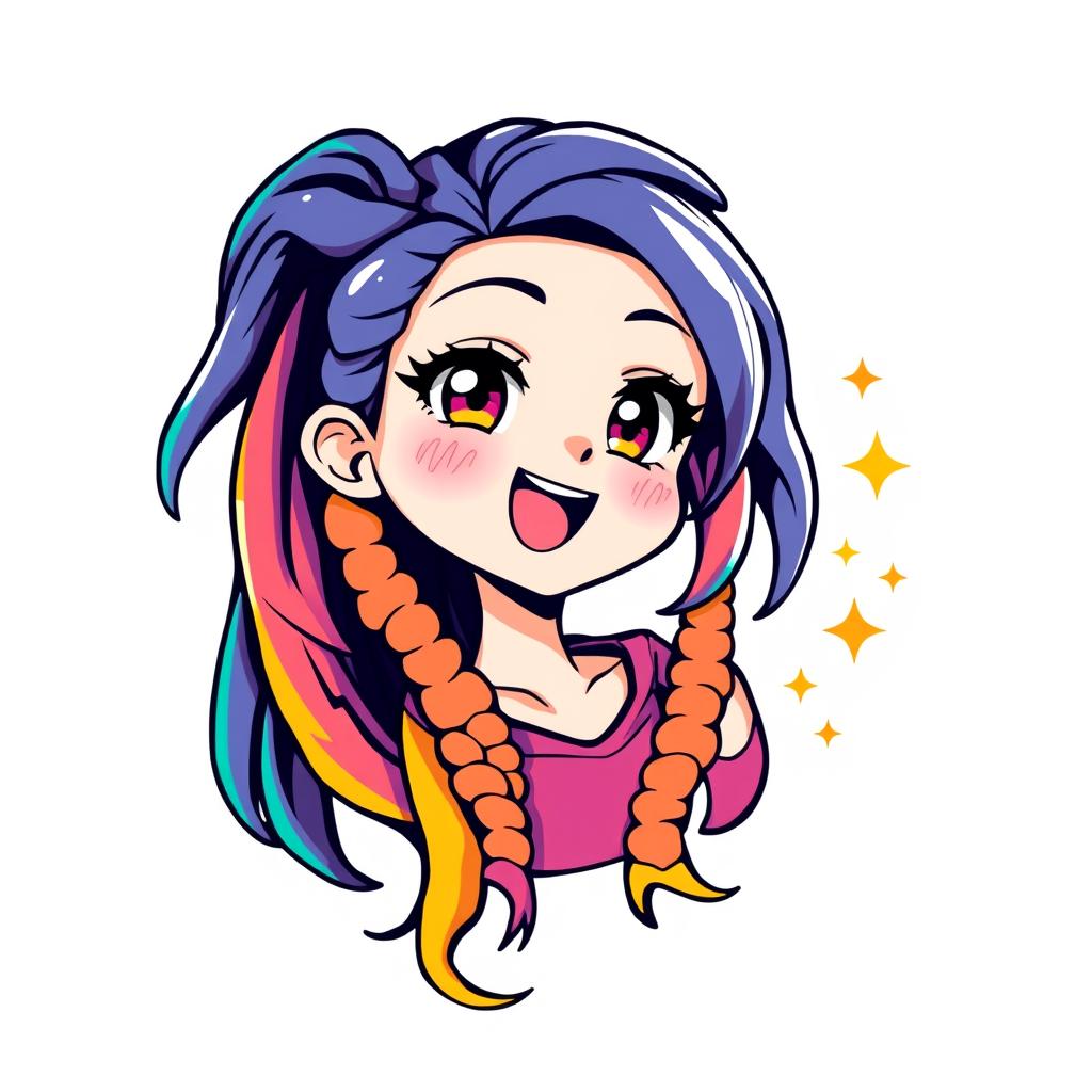 A colorful and dynamic logo design featuring an anime girl with long, vibrant locs