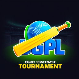 A vibrant and dynamic 3D logo for the BGPL Cricket Tournament featuring a stylized cricket bat and ball intertwined with the letters 'BGPL'