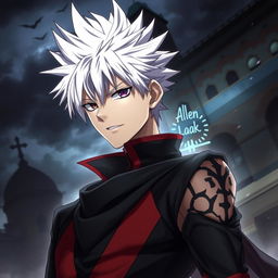 A highly detailed and dramatic portrait of Allen Walker from the anime series D