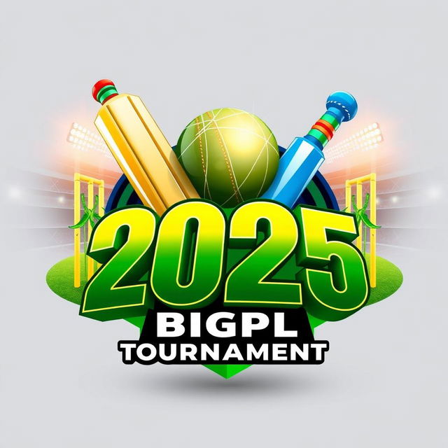 A dynamic 3D logo design for the BGPL Cricket Tournament 2025
