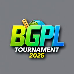 A modern, sleek 3D logo design featuring the text 'BGPL CRICKET TOURNAMENT 2025' prominently displayed