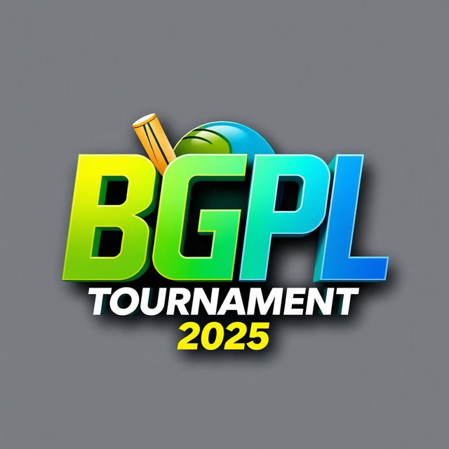 A modern, sleek 3D logo design featuring the text 'BGPL CRICKET TOURNAMENT 2025' prominently displayed