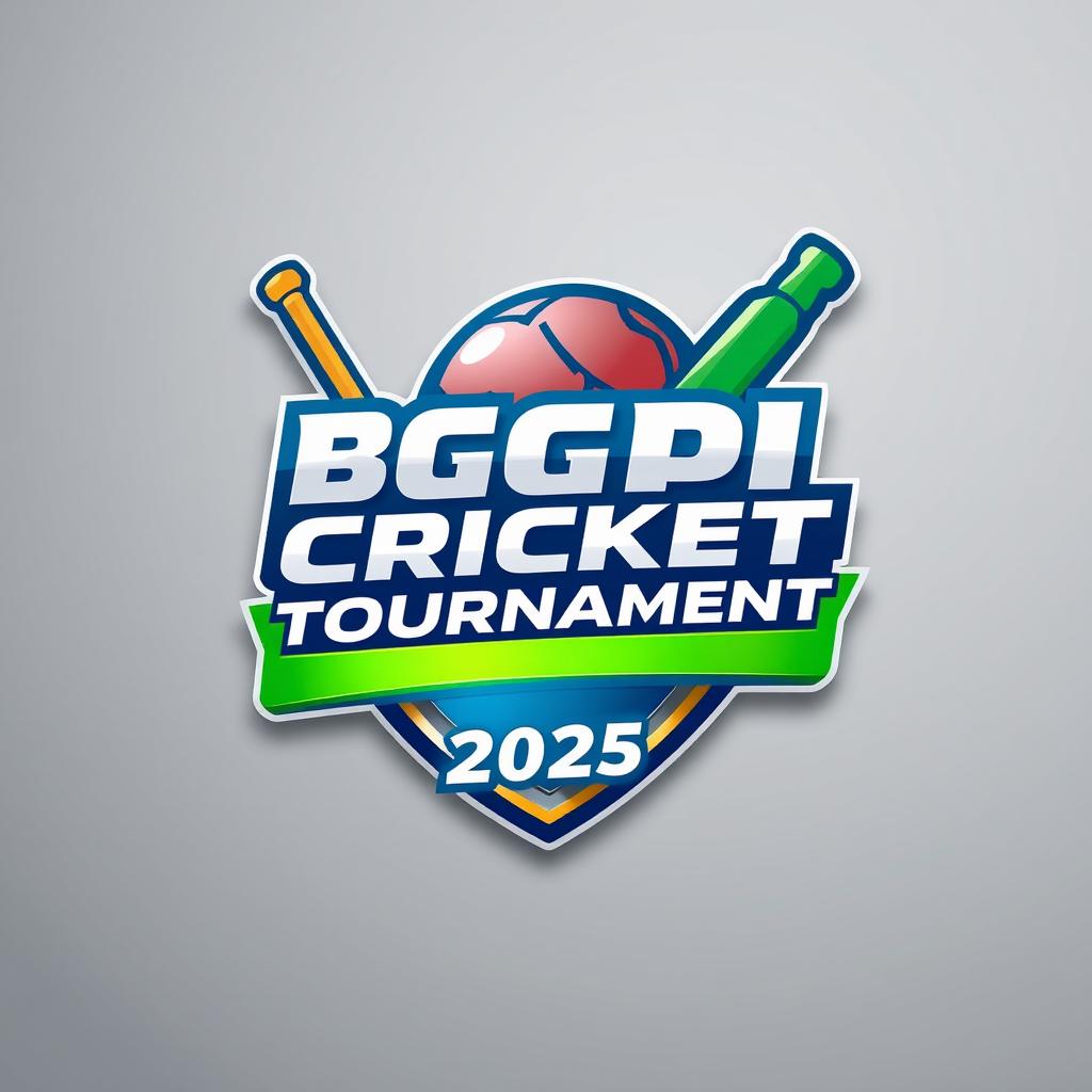 A modern, sleek 3D logo design featuring the text 'BGPL CRICKET TOURNAMENT 2025' prominently displayed