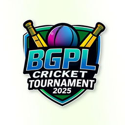 A modern, sleek 3D logo design featuring the text 'BGPL CRICKET TOURNAMENT 2025' prominently displayed