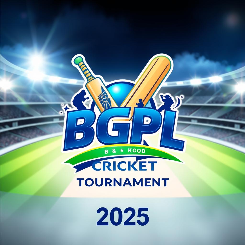 A sleek and dynamic 3D logo design for the BGPL Cricket Tournament 2025