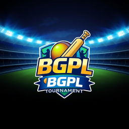 A sleek and dynamic 3D logo design for the BGPL Cricket Tournament 2025
