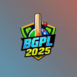A dynamic and modern 3D logo design for the 'BGPL Cricket Tournament 2025'