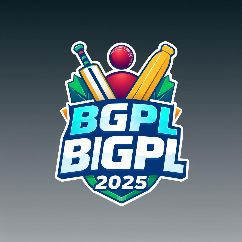 A dynamic and modern 3D logo design for the 'BGPL Cricket Tournament 2025'