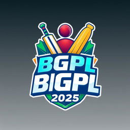 A dynamic and modern 3D logo design for the 'BGPL Cricket Tournament 2025'