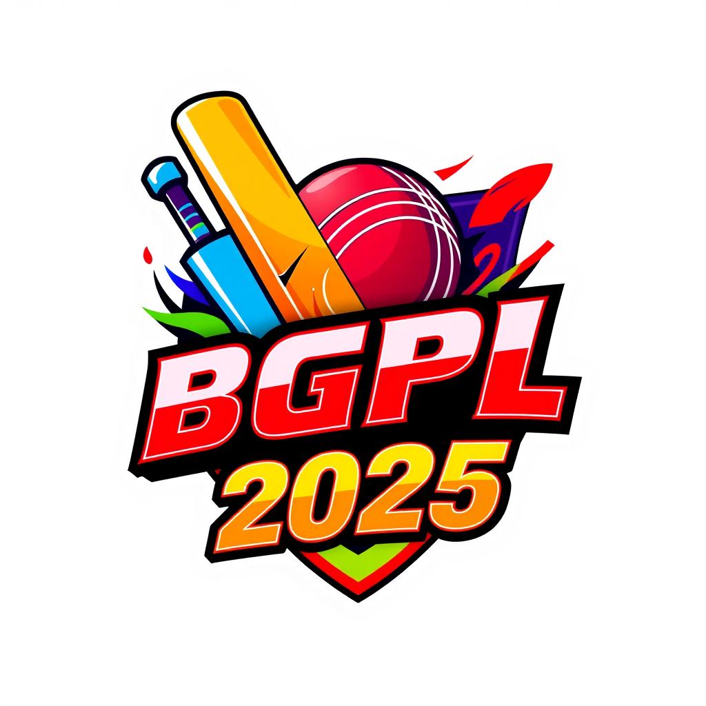 A vibrant and dynamic 3D logo design for the 'BGPL Cricket Tournament 2025'