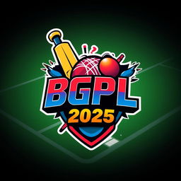 A vibrant and dynamic 3D logo design for the 'BGPL Cricket Tournament 2025'