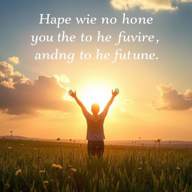 A motivational scene depicting a serene sunrise over a peaceful landscape, symbolizing hope and optimism for the future