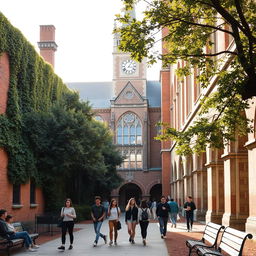 An old university campus facility showcasing its historic architecture, featuring ivy-covered brick walls and large arched windows