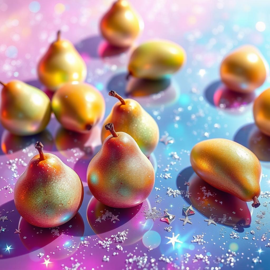 A visually stunning illustration featuring a shiny surface with a captivating blend of vibrant and cool colors