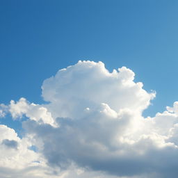 A serene sky background, featuring fluffy white clouds scattered across a bright blue sky