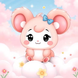 A cute and adorable character inspired by Cinnamonroll from Sanrio, featuring big floppy ears, a round fluffy body, and a sweet smiling face