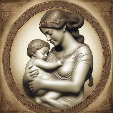 In the ancient myth, the goddess of fertility was portrayed as an adoptive parent to a demigod, nurturing and raising them as her own.